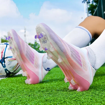 Nouvelles chaussures de football pour hommes, bottes de football confortables pour l'entraînement et les matchs en extérieur, crampons antidérapants et respirants, pour garçons et adultes, à longues pointes.