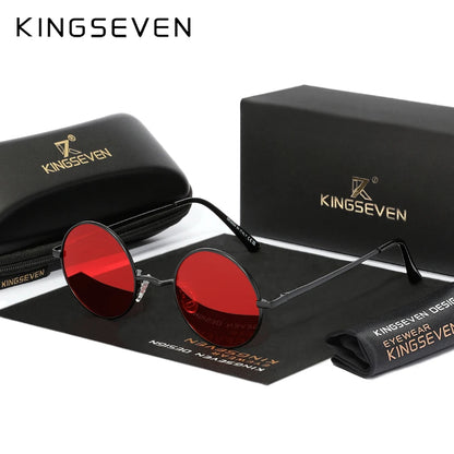 KINGSEVEN Vintage Popular Punk Sunglasses for Men Women Round Polarized Sun Glasses  Party Beach Travel Anti Glare Eyewear