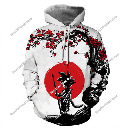 Sweatshirt com capuz Dragon Ball para rapazes e raparigas, novo modelo de outono e inverno, criativo, largo e versátil