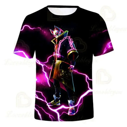 Fortnite T-shirt voor jongens, kindertop voor de zomer, kinderkleding met grappige 3D Battle Royale-gameprint, T-shirt/top voor peutermeisjes
