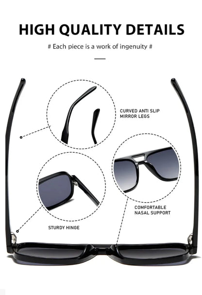 3507 Double Bridge Square Fashion Sunglasses - UV400 Vintage Pilot Style Shades, Retro Classic Sun Glasses for Men Women 411240
