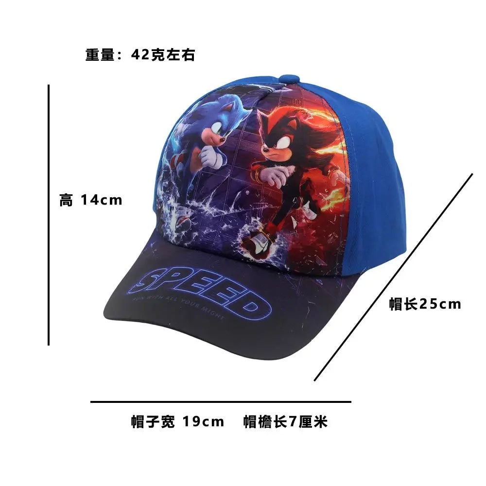 Najnowsza regulowana czapka baseballowa dla dzieci Sonic Print 48–54 cm z motywem anime Tails i Knuckles, czapka przeciwsłoneczna z motywem cienia, niebieski jeż, czapka dla niemowląt na świeżym powietrzu, prezent