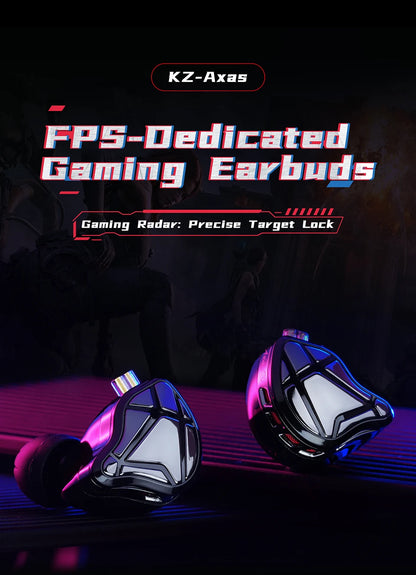 KZ Axas Gaming Earbuds Wired IEM HiFi Bass Headphones with Microphone, FPS Gaming Earphones, KZ Axas In-Ear Monitor Earbuds for PC Mobile & Console Gaming