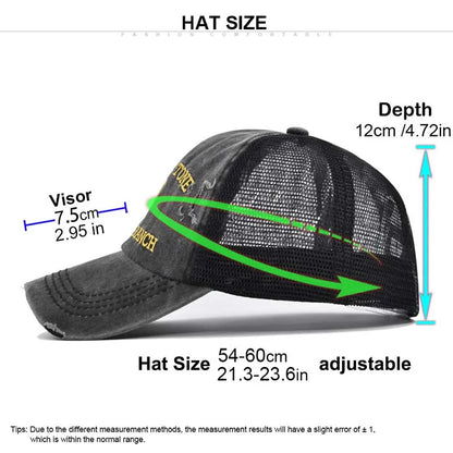 Summer Yellowstone Dutton Ranch Hat Cross Ponytail Baseball Cap Distressed Outdoor Embroidery Sunscreen Hat Solid Color Cap