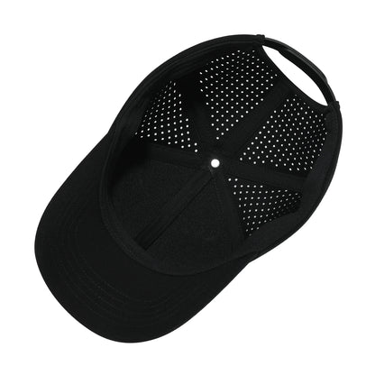 VOBOOM Men Quick Dry Baseball Cap Laser Cut Mesh Ball Curved Brim Snapback Hat Outdoor Running Travel Black Hat