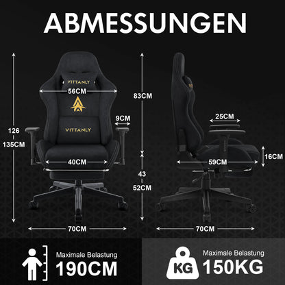HAPIHAPPY Fashion Gaming Chair Genuine Leather Computer Office Chair with Footrest, Pocket Spring Cushion, Linkage Armrests, Ergonomic Game Chair