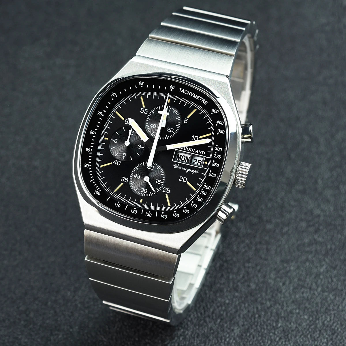Hruodland New 2025 New 0S00 Retro Men's Quartz Chronograph Sapphire Stainless Steel Waterproof 5Bar Luminous C3 Men's Watch