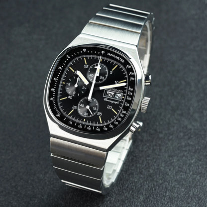 Hruodland New 2025 New 0S00 Retro Men's Quartz Chronograph Sapphire Stainless Steel Waterproof 5Bar Luminous C3 Men's Watch