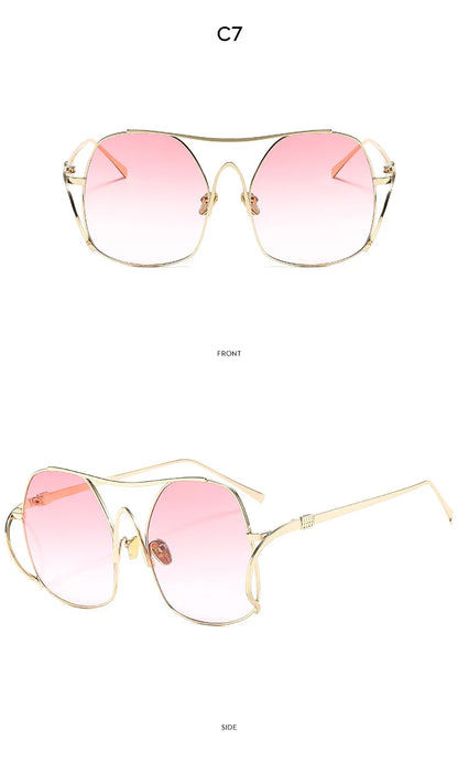 Y2k Polygon Oversized Sunglasses Women Luxury Brand Metal Sun Glasses Fashion Personality Outdoor Retro Eyeglassess Uv400 Men