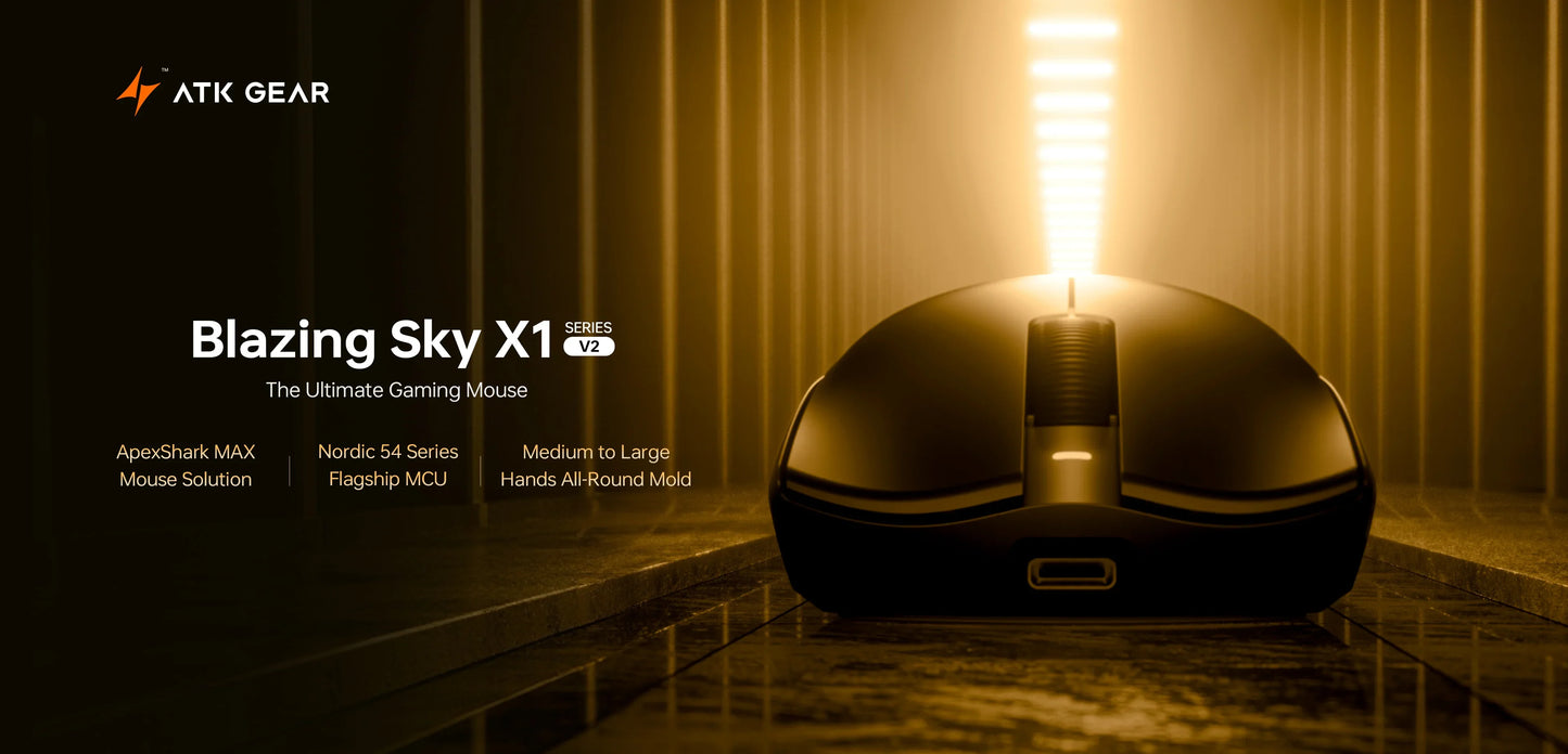 ATK Blazing Sky X1 V2-serien trådlös mus med dubbla lägen Paw 3950ultra 8k återrapporteringsfrekvens anpassad ergonomi e-sport gaming kontorsmus