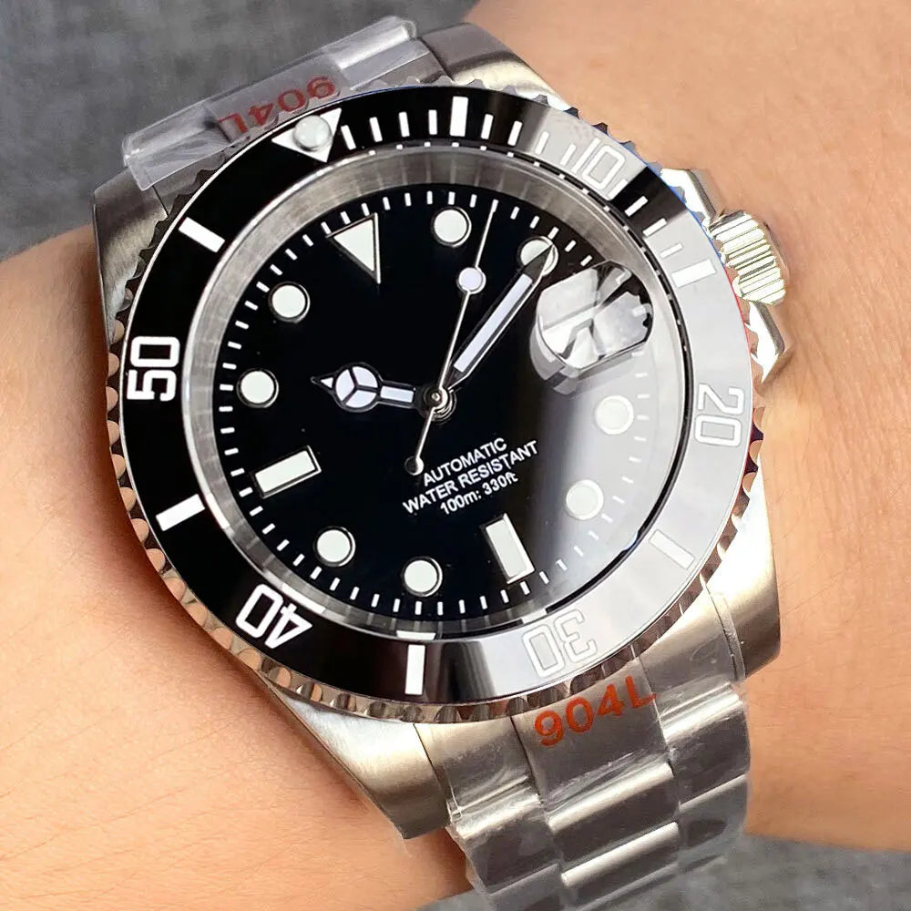 Reloj automático para hombre Miyota8215 resistente al agua 200m, reloj de buceo 40mm, movimiento mecánico, luminoso, correa Jubilee y hebilla Glide Lock