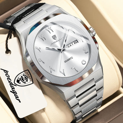 Reloj POEDAGAR de lujo para hombre, de cuarzo, resistente al agua, de acero inoxidable, reloj masculino con fecha y día de la semana, relojes de negocios para hombre, Reloj Hombre