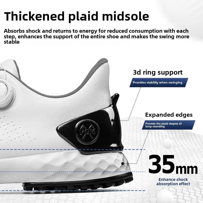 PGM Men's Golf Shoes, Comfortable Cushioned Sneakers with Knobs, Lace-Up, Waterproof and Anti-Slip, Height Increase XZ408