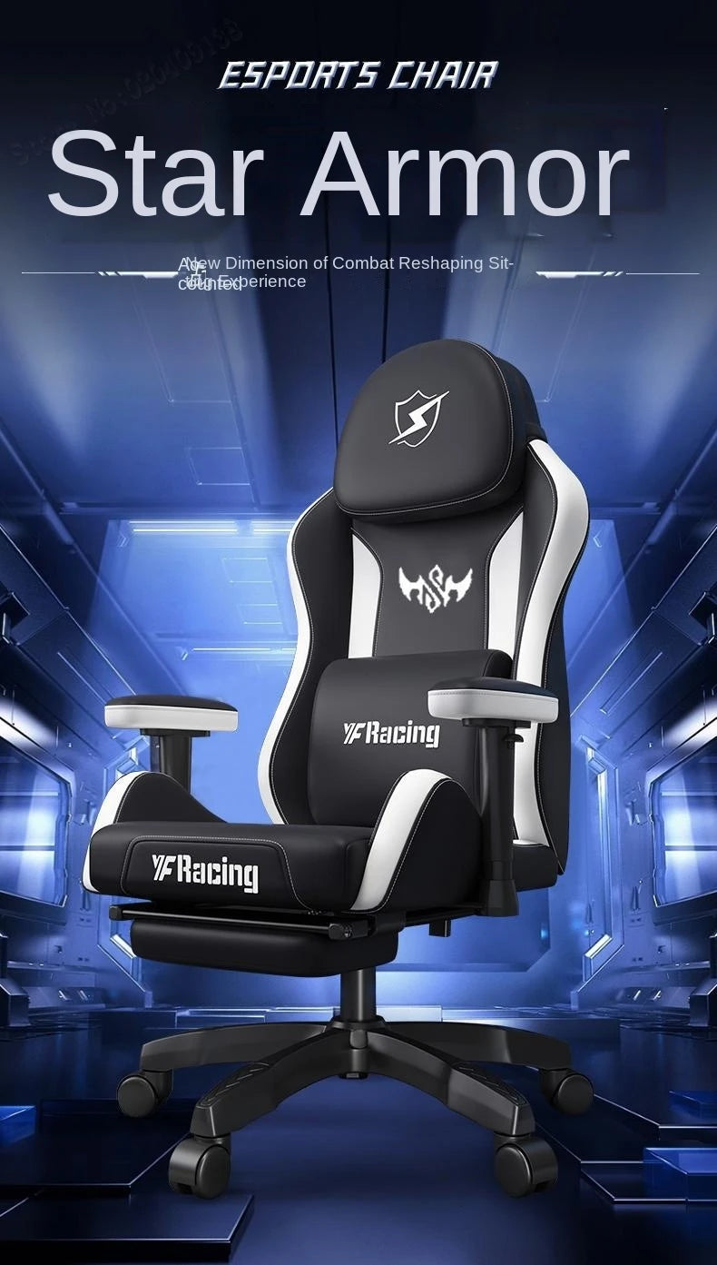 Gaming Chair with Latex Seat Cushion, Four-stage Pneumatic Cylinder, Removable Dual Headrest Adjustable Backrest, Office Chair