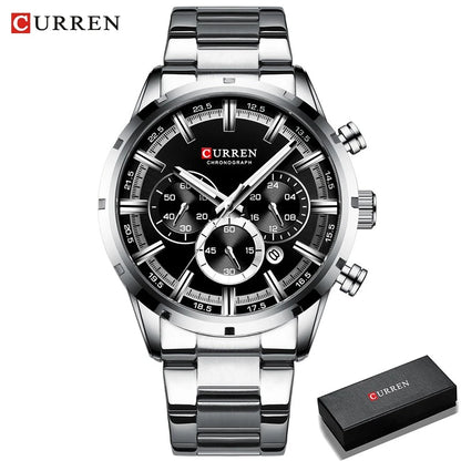 CURREN Top Brand Luxury Military Leather Wrist Watch Casual Sport Watches for Men Blue Man Clock Fashion Chronograph Wristwatch