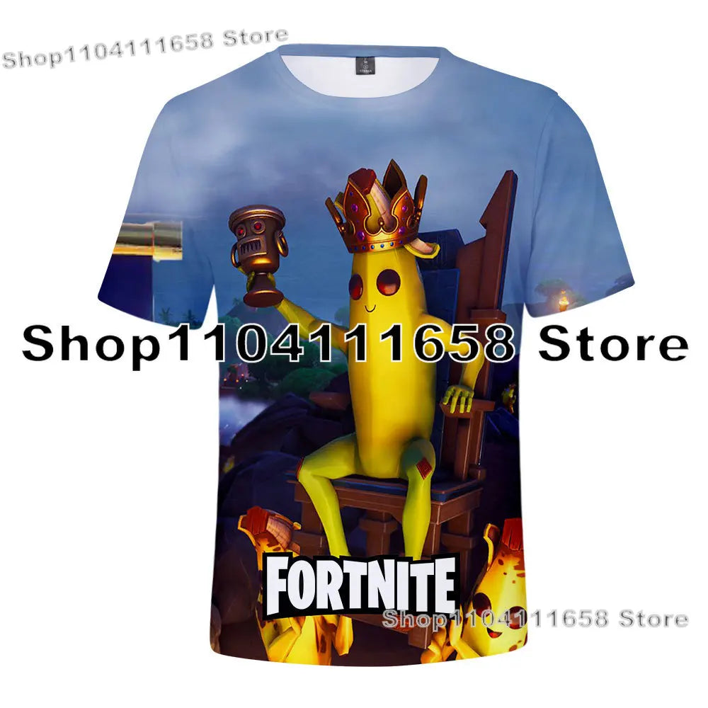 Banana Peely -T-paita, naisten T-paita, lasten F-Fortnite T-paita, 3D-painettu miesten Battle Royale -pelipaita, kesätoppi, syntymäpäivälahja