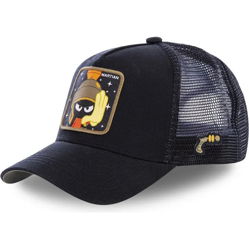 Cartoon Anime Trucker Cap Mesh Back Baseball Hat Adjustable Rabbit Mouse Cat Bird Embroidered Hip Hop Outdoor Sun Hat Boy Gifts