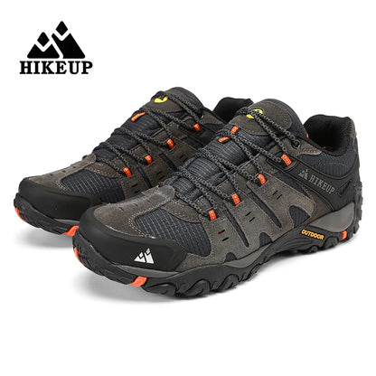 HIKEUP-Chaussures de randonnée en cuir suédé pour homme, baskets d'extérieur résistantes à l'usure, trekking, marche, chasse