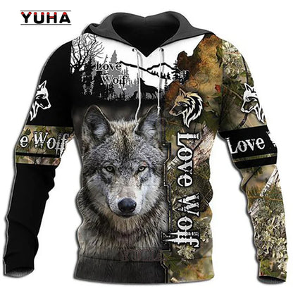 Felpa con cappuccio e felpa da uomo unisex casual autunnale New Wolf Tattoo Vegvisir nero bianco 3D con stampa integrale