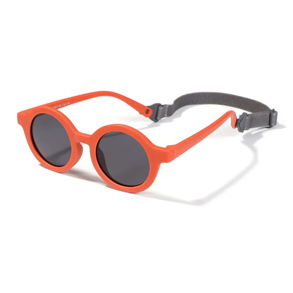 Kids Round TAC Polarized Baby Sunglasses for Toddler Boys Girls TPEE Flexible Soft Frame with Strap for Infant Age 0-3 Shades
