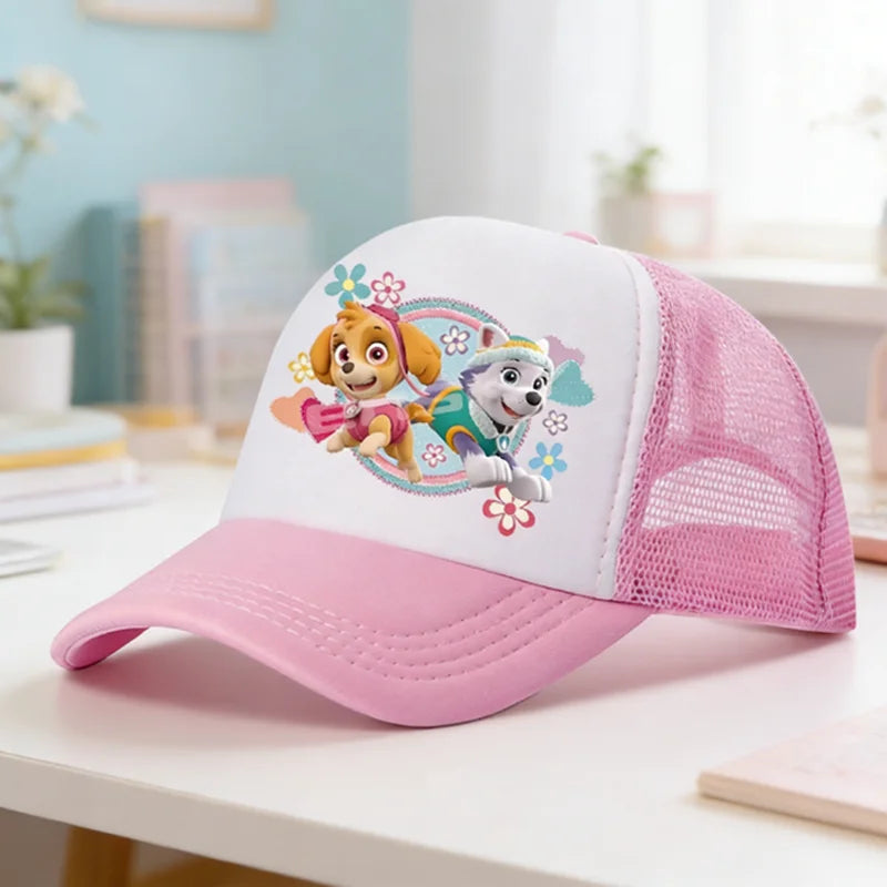 Paw Patrols Baseball Cap Cartoon Anime Skye Chase Print Girls Sun Headwear Summer Athleisure Adjustable Mesh Hats Birthday Gift