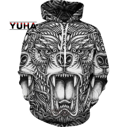 Wolf 3d Printed Hoodies Unisex Cool  Pullover Animal Graphic Sweatshirt Men’s Street Wear