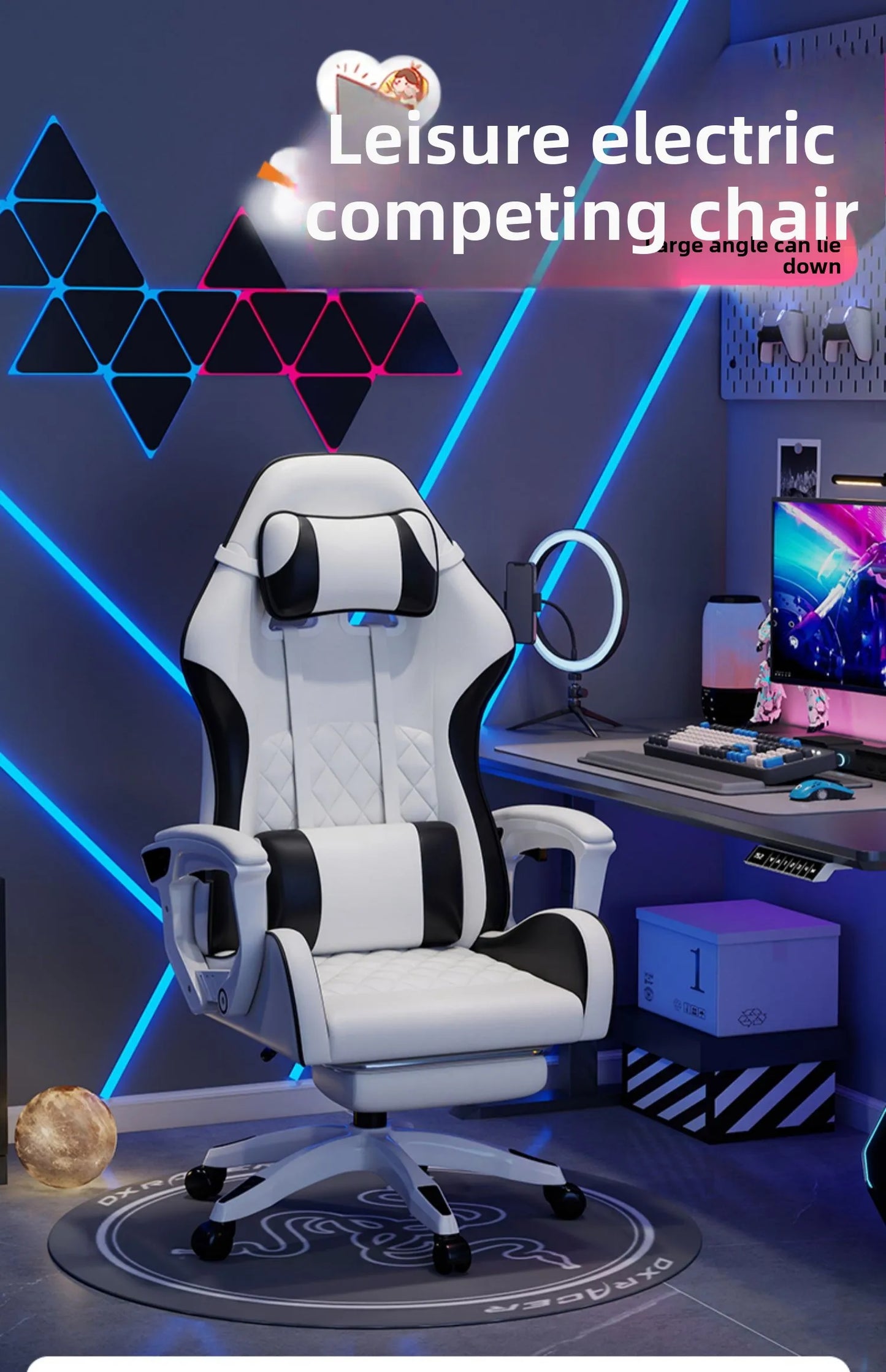 Muška e-sports stolica udobna je za dugotrajno sjedenje, računalna stolica može se nagnuti za opuštanje, naslon
