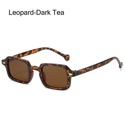 Fashion Square Sunglasses Women New Retro Rivets Decoration Glasses  Men Leopard Blue Sun Glasses Gradient Shades UV400