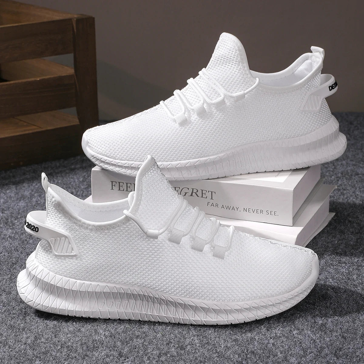 Adidași casual antiderapanti pentru bărbați, respirabili, pentru jogging, antrenament, drumeții, sport și alergare în aer liber, din tricot țesut, cu șireturi