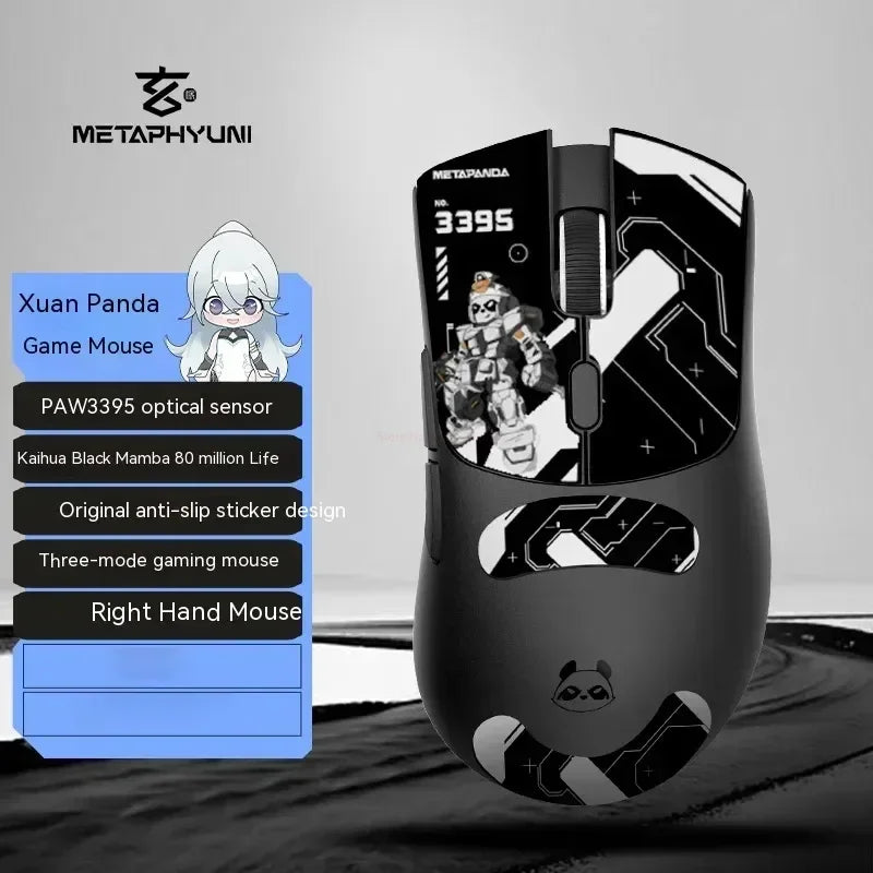 Metaphyuni Metapanda P1 belaidė pelė P1 Pro Max Paw3395L, mažos delsos, lengva e. sporto žaidimų pelė, ergonomiška, PC žaidėjui skirta dovana