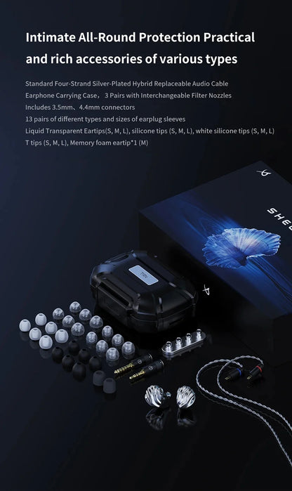TRN SHELL 4DD+1 Planar Hybrid Drivers In-Ear Earphone IEM 0.78mm Detachable Cable Wired HIFI Music Earbuds Nozzle Design Headset
