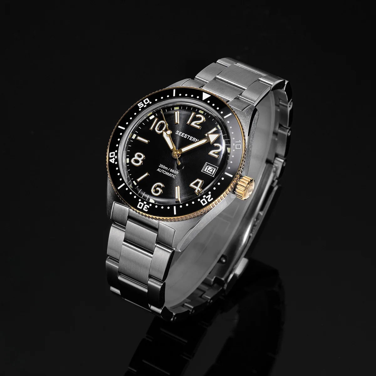 SEESTERN Diver Men Watch Automatic Mechanical Wristwatches NH35 Movement Ceramic Bezel 20Bar Waterproof Sapphire Luminou S434-2