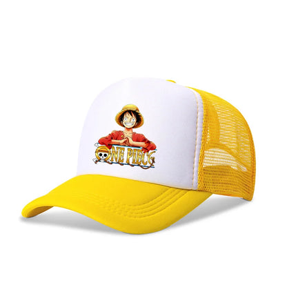 One Piece Baseball Cap Kids Anime Printed Adjustable Mesh Hat Visors Peaked Caps Sunshade Hats Outdoor Headwear Accessories Gift