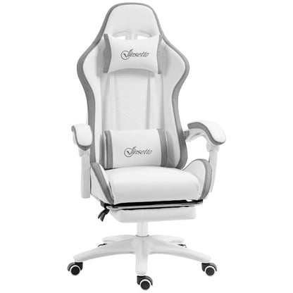Ergonomic Gaming Chair with Footrest, 135° Reclining Backrest, Lumbar Support, Adjustable Height, Comfortable Racing Style Gaming Chair