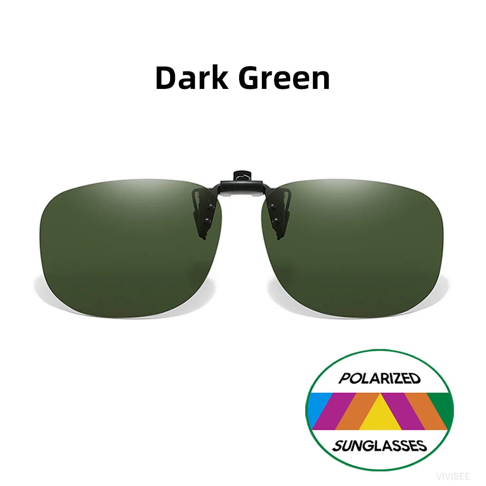 VIVIBEE Flip Up Clip On Sunglasses Fishing Polarized Men 47mm Clips For Eyeglasses Square UV400 Outdoor Driving Shades