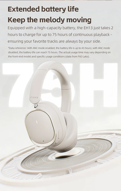 FiiO EH13 Wireless Noise Cancelling Headphones Bluetooth Over-Ear Headphones with Hybrid ANC, 45H Playtime, Travel Gaming Headphones