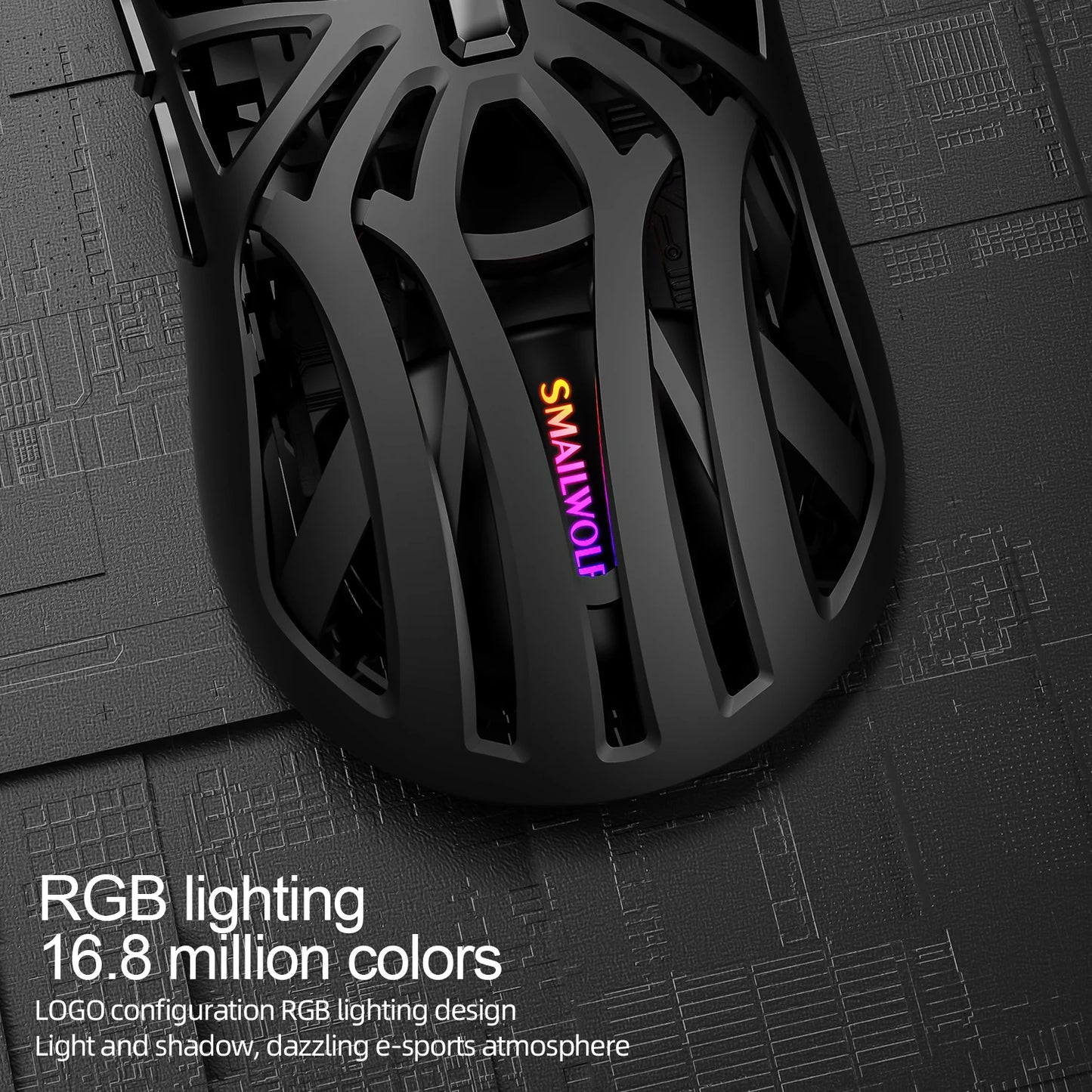 SMAILWOLF RS8 Gaming Mouse Bluetooth Wireless Three-mode Lightweight Hollow Design 1K Return Computer Long Battery Life
