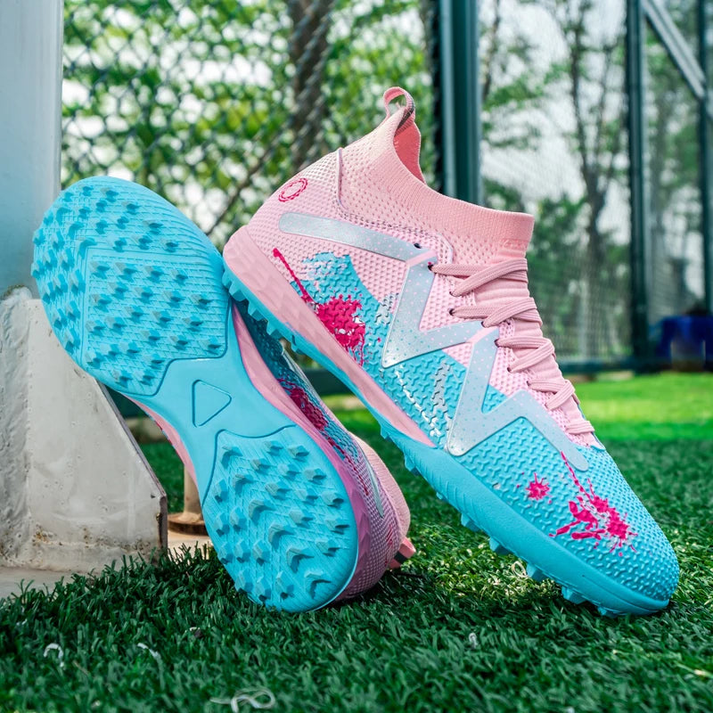 Chaussures de football TF pour adultes, semelle en caoutchouc résistante à l'usure pour terrain synthétique, chaussures de football légères en PU pour hommes, pour matchs sur gazon extérieur