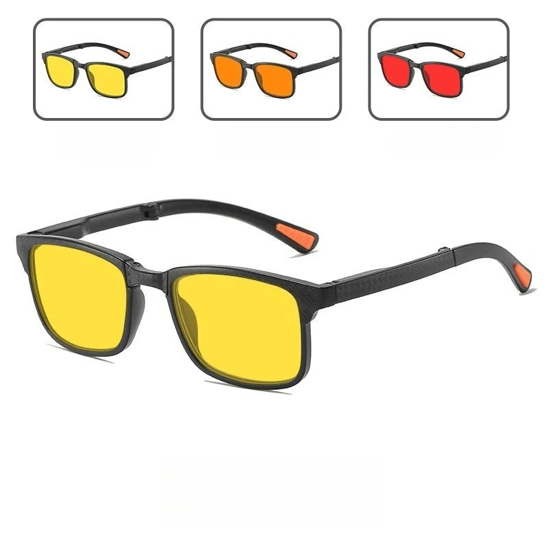 Night Vision Retro Square Women Anti Blue Light Sunglasses UV400 Men Computer Game Anti Radiation Red Orange Sleep Lens Eyewear