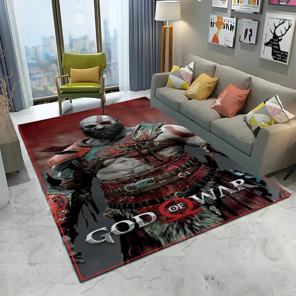 3D God of War Games Carpet Home Living Room Bedroom Sofa Doormat Decor Kids Play Area Rug Non-slip Mechanical Washable Floor Mat