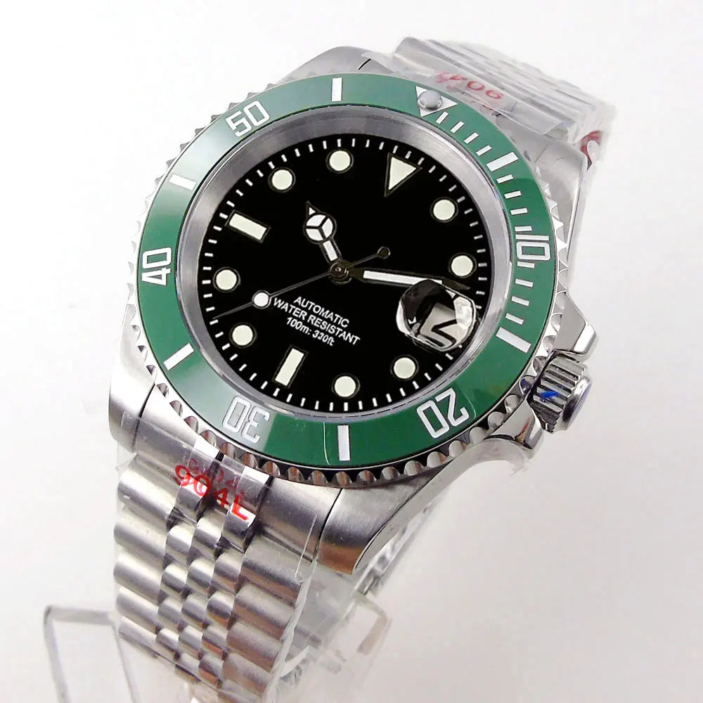 Reloj automático para hombre Miyota8215 resistente al agua 200m, reloj de buceo 40mm, movimiento mecánico, luminoso, correa Jubilee y hebilla Glide Lock