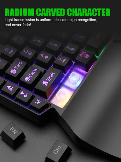 Mechanical one-handed light game wired keyboard, radium engraving characters, engineering hand support