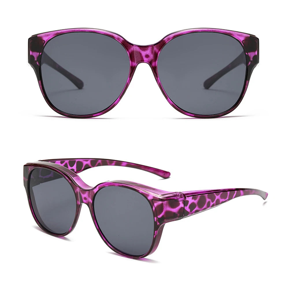 Fashion UV Protection Driving Sunglasses Round Frame Y2K Wear Over Glasses Retro Black Shades for Women Men