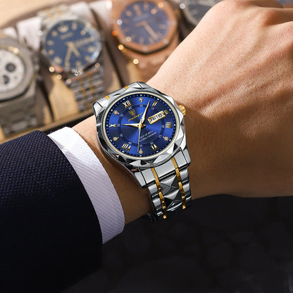 Reloj de hombre POEDAGAR Business Luxury, resistente al agua, de acero inoxidable, luminiscente, con fecha y día de la semana, estilo deportivo, de cuarzo.
