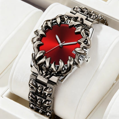 Sports Men Watch Fashion Man Stainless Steel Quartz Movement Red Clock Top Brand Halloween Creative Military Watch for Men reloj