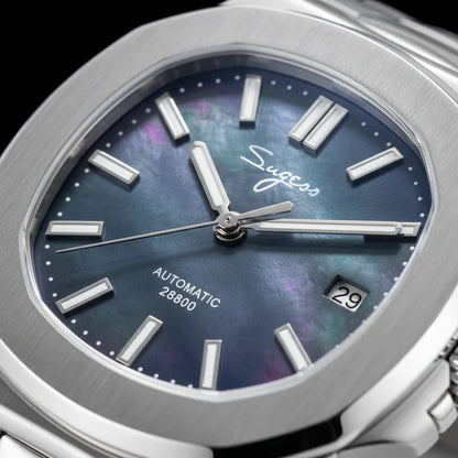 Reloj de hombre Sugess automático mecánico, movimiento Miyota 9015, esfera MOP, luminoso, resistente al agua 5bar, brazalete de lujo S466