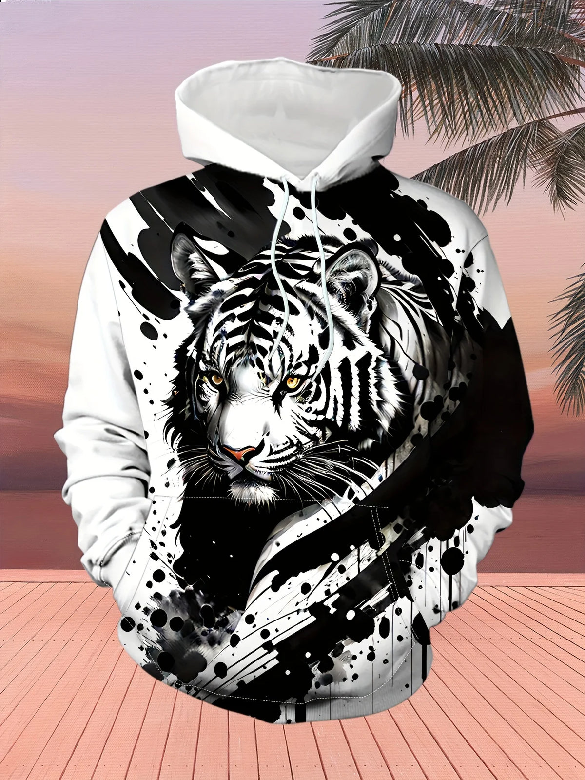 Graphisme « Loup » - Mode masculine - Imprimé 3D - Sweat à capuche outdoor - Streetwear - Sweats à capuche - Poche avant - Sweat à capuche de créateur