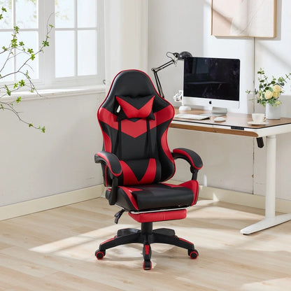 Ergonomic Rotating Gaming Chair, 360° Reclining Office Chair, Pivoting, Height-Adjustable, Footrest, Headrest