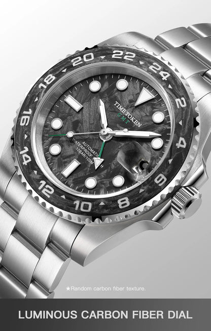 Carbon Fiber Watches Men 10Bar Waterproof Watch GMT Automatic Watches Luminous Calendar Diving Watch 41MM Watches for Man reloj
