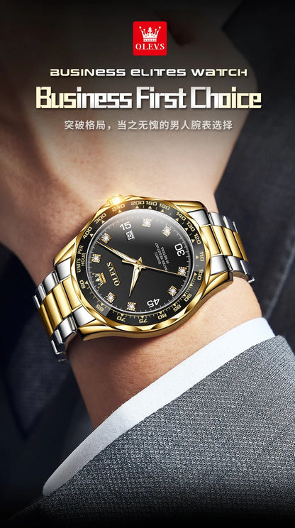OLEVS 9988 Quartz Watch for Men Waterproof Anti-scratch Auto Date Diving Wristwatch Men Original Brand Luxury Diamond Man Watch